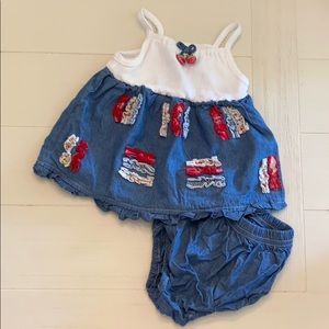 Denim tank and bloomer set